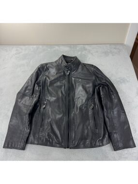 Andrew Marc Men's Size Medium 100% Black Soft Leather Jacket Full Zip AM8A1353